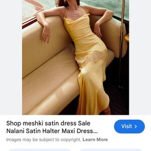 Meshki Golden Satin Lace Maxi Dress